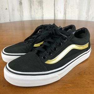 Vans Women’s Old Skool Black Gold Sneakers Sz 7